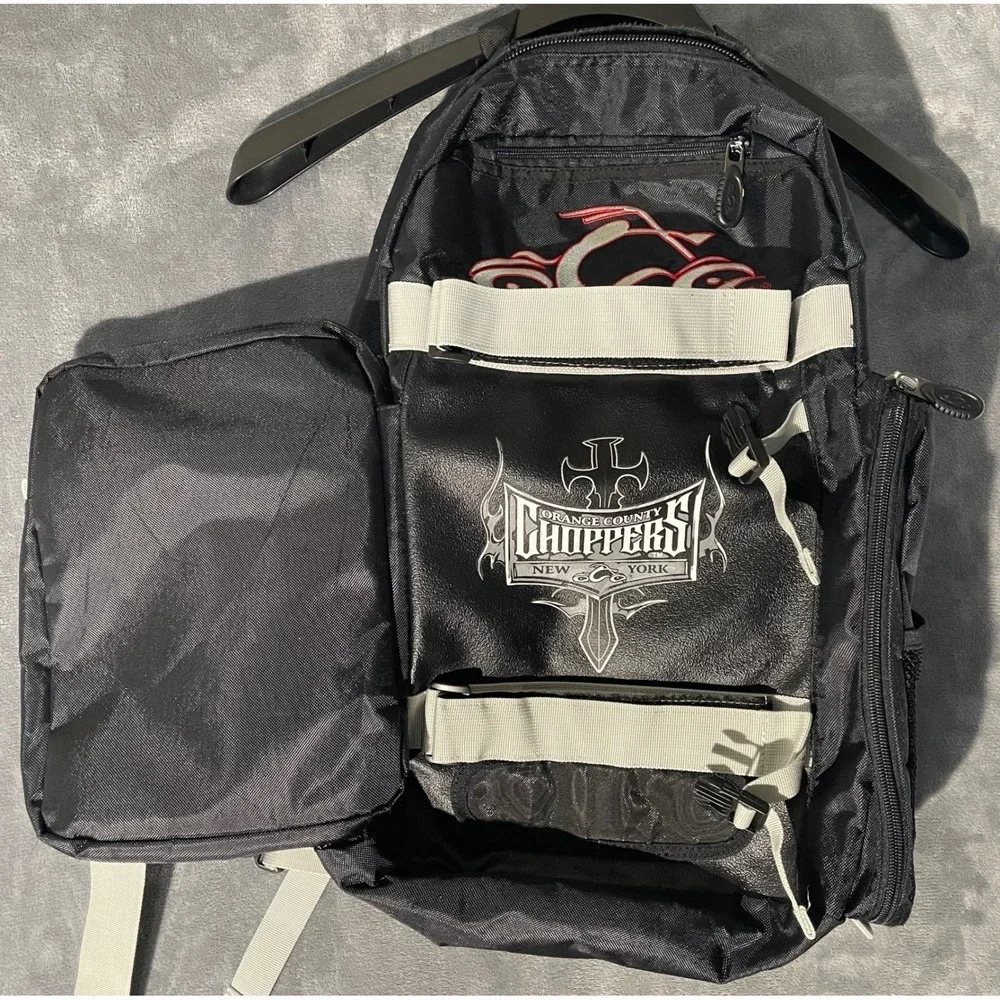 Orange County Choppers Backpack Black Red OCC Motorcycle Biker Gear Travel Bag